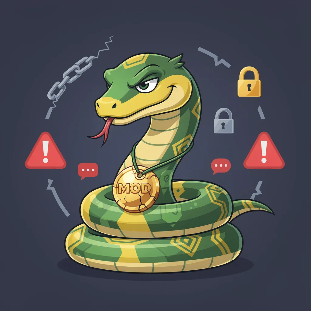 Self-bot Snake — cartoon illustration of the self-bot snake bandit